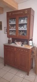 Credenza Restaurata in legno massello e marmo