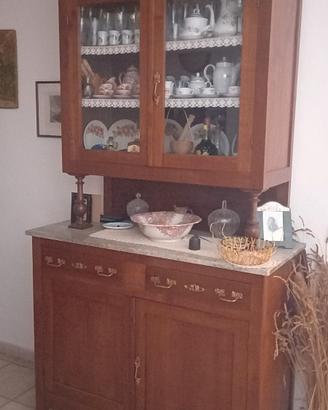 Credenza Restaurata in legno massello e marmo
