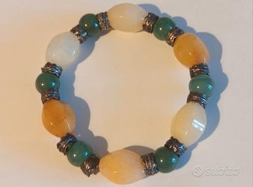 Bracciale in pietra giallo verde Africa 