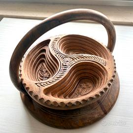 Cestino ripieghevole in legno artigianale