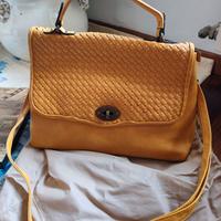 borsa grande giallo ocra tracolla ecopelle