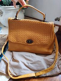 borsa grande giallo ocra tracolla ecopelle