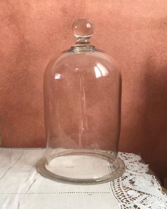 Campana vintage vetro con bordo e pomello