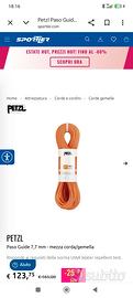 corda alpinismo petzl paso guide-  NUOVA SIGILLATA