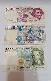 Banconote Lire italiane 50000 –10000–5000  bb+/spl