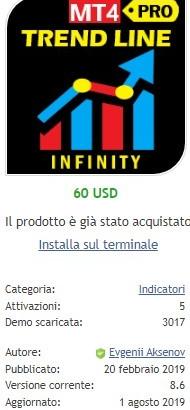 1 Licenza x Infinity TrendLine PRO EA trading MT4