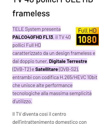tv 40 pollici tele system 