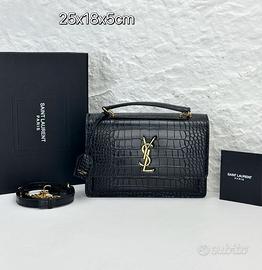 Borsa a tracolla Sunse con motivo coccodrillo YSL