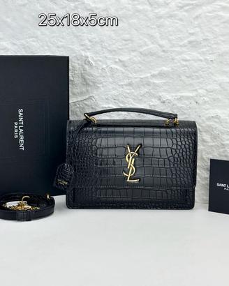 Borsa a tracolla Sunse con motivo coccodrillo YSL