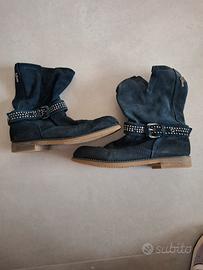 stivaletti in camoscio blu t.41