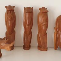 Lotto statuine vintage in legno