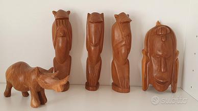 Lotto statuine vintage in legno