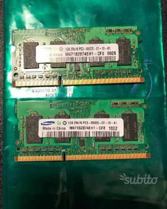 Due DDR3 1GB SODIMM PC3-8500S 1066 MHz