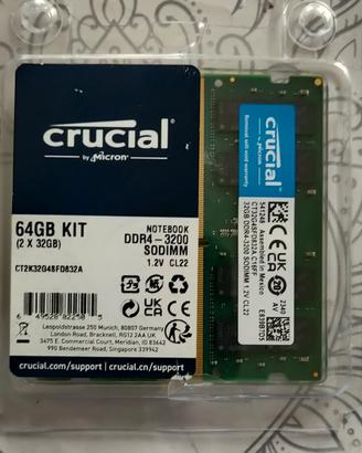 Crucial RAM 64GB (2x32GB) DDR4 3200MHz SODIMM 