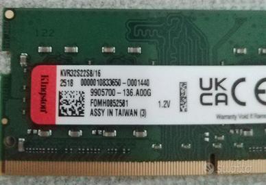 RAM DDR4 16Gb Sodimm Kingston DDR 4 16 Gb 3200Mhz