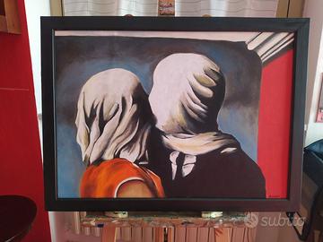 quadro copia d'autore Magritte surrealismo olio