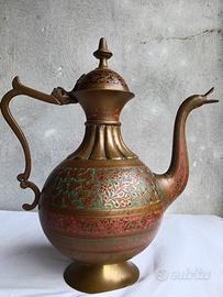 Brocca Orientale Aftaba in Ottone smaltato anni 