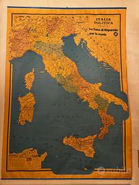 Cartina dell  Italia negli anni 70 vintage