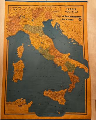 Cartina dell  Italia negli anni 70 vintage