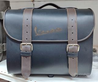 Bauletto borsone borsa pelle incisione Vespa bicol