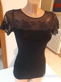 Janira - Maglia manica corta intimo donna in pizzo