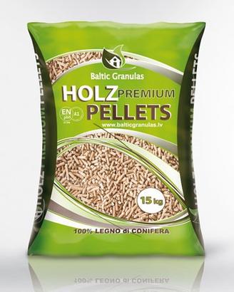Pellet in sacchi da 15kg, puro legno conifera