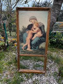 Sopracamino antico con stampa e specchio