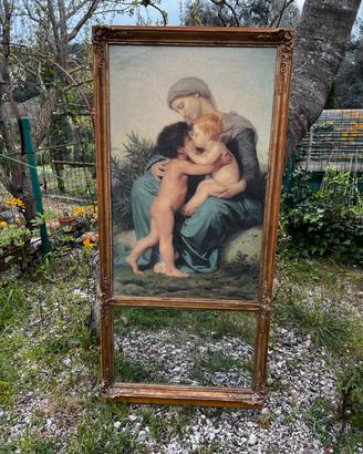 Sopracamino antico con stampa e specchio