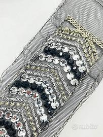 6 Applicazioni nere paillettes argento oro