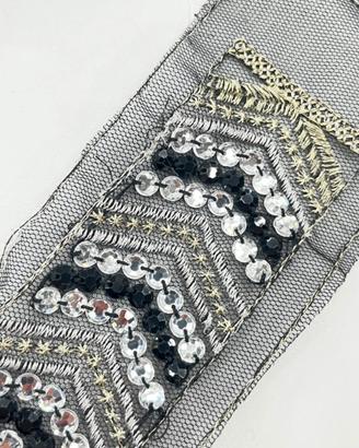6 Applicazioni nere paillettes argento oro