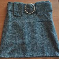 Gonna tweed vita bassa con cintura