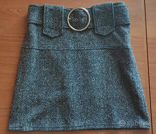 Gonna tweed vita bassa con cintura