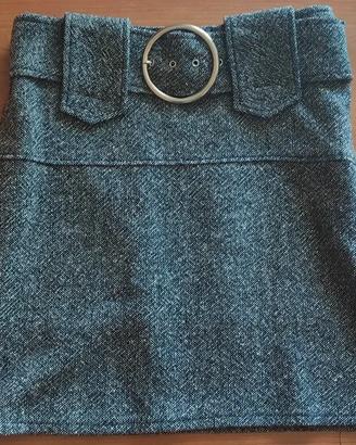 Gonna tweed vita bassa con cintura