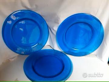 SET 3 SOTTOPIATTI BLU DI VETRO