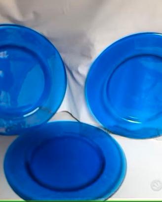 SET 3 SOTTOPIATTI BLU DI VETRO
