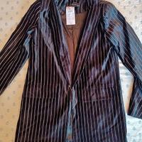 Giacca blazer velluto gessato righe argento S