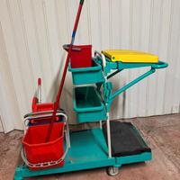 Carrello pulizie 2 secchi strizzatore portasacco