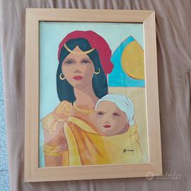 Quadro Astratto Mamma e Neonato