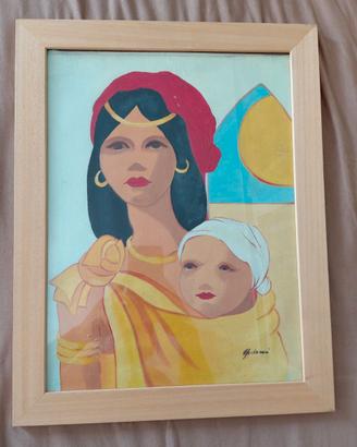 Quadro Astratto Mamma e Neonato