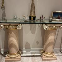 Ingresso consolle con colonne e piano in cristallo