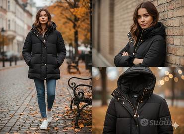 Piumino Donna Zara Eur XS Vestibilità L Nero Fall