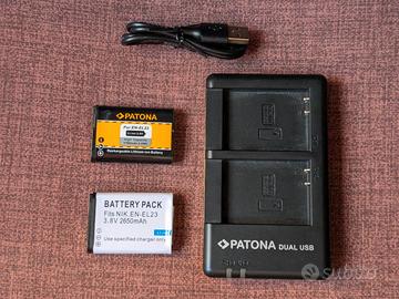 Caricabatterie Patona + 2 batterie per Nikon P900