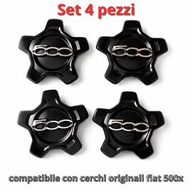 Coprimozzi Fiat 500X nero Set 4 Pezzi Borchie
