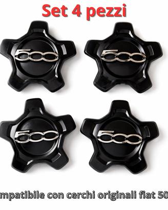 Coprimozzi Fiat 500X nero Set 4 Pezzi Borchie