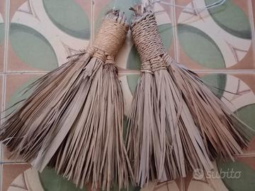 Due Antiche Scope Siciliane da forno lunghe 36 cm