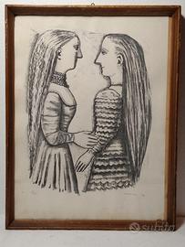 M.Campigli "Due donne di profilo" Fotolito/stampa
