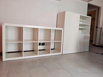 Parete Attrezzata Componibile Bianca con Scaffale 