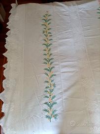 copriiletto ricamo pizzo cotone tela