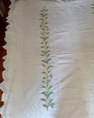 copriiletto ricamo pizzo cotone tela