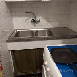 lavello acciaio inox 2 vasche + mobile sottostante